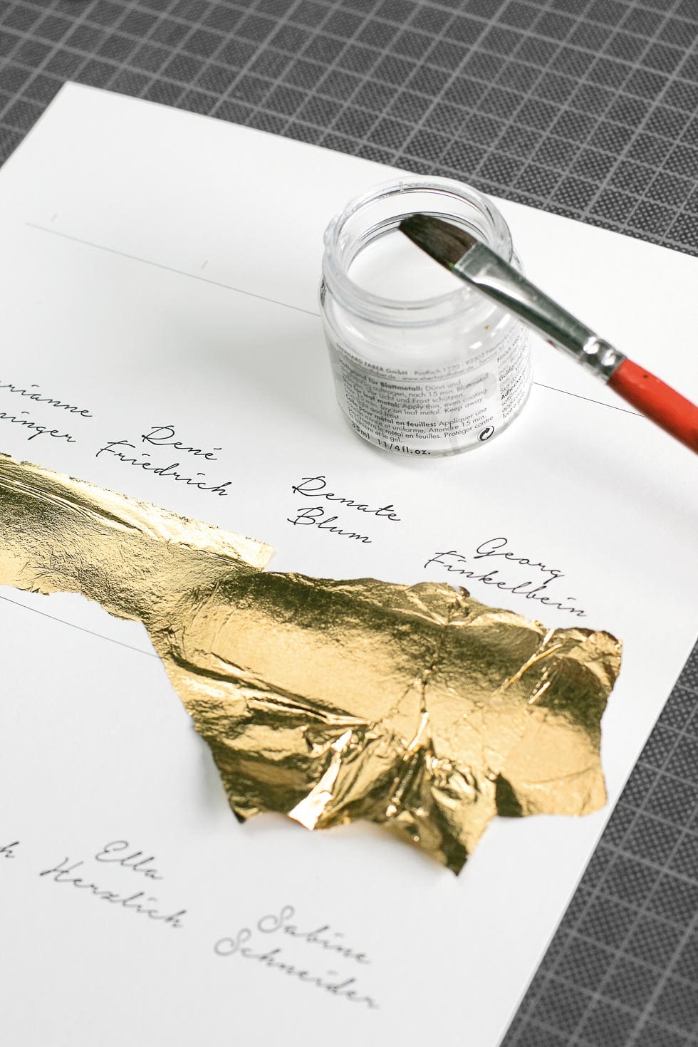 Goldeffekt Tischkarten Tischkarten mit Blattgold