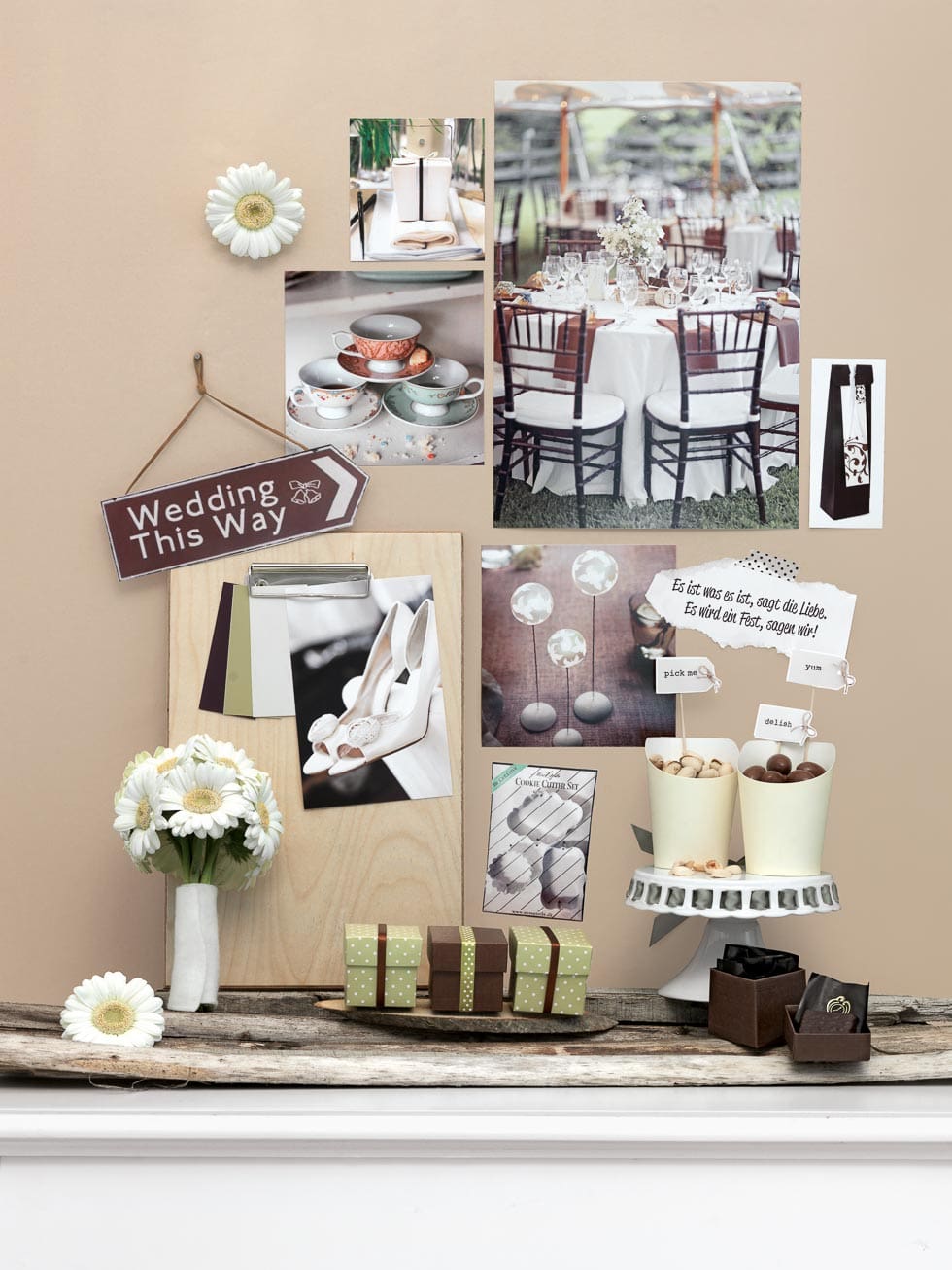 Stimmungsboard Hochzeit Natürliches Hochzeitskonzept