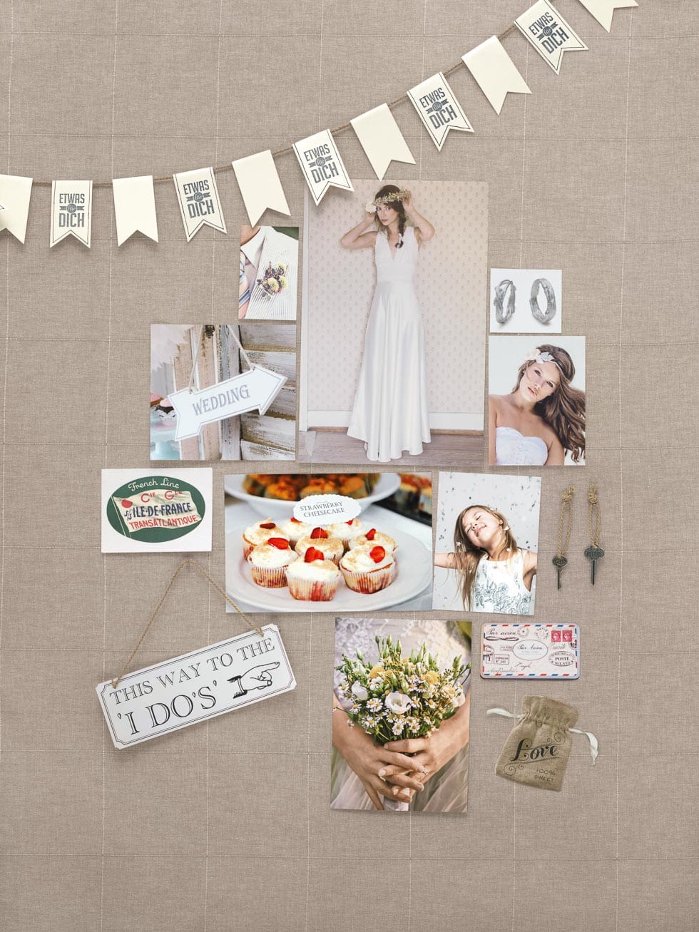 Stimmungsboard Hochzeit Planungsideen Vintage