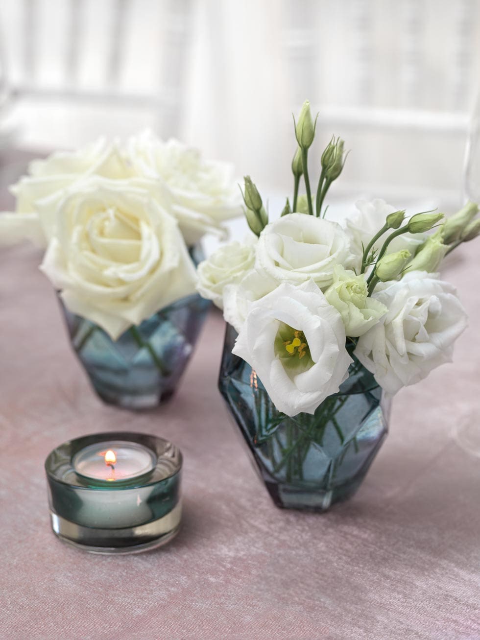 Tischdekoration türkise Vase
