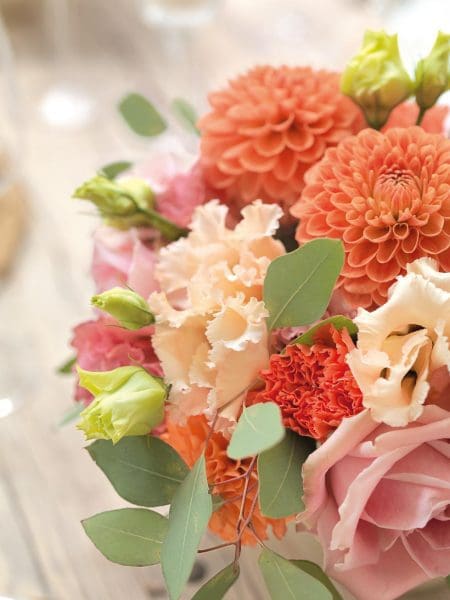 Tischdekoration Peach und Rosa Tischdekoration Peach und Rosa