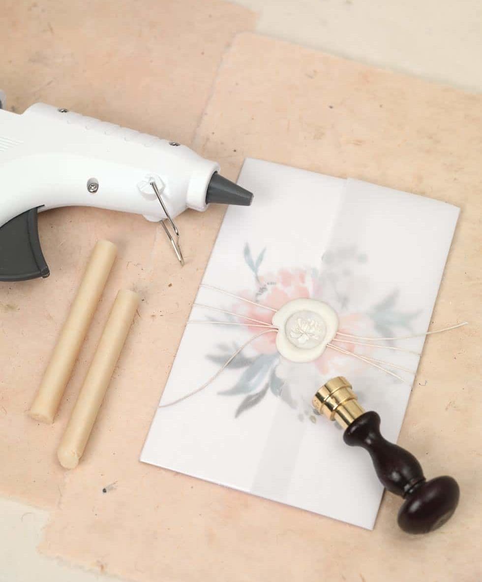 Sigellack Hochzeitseinladung DIY Hochzeitspapeterie Umschlag