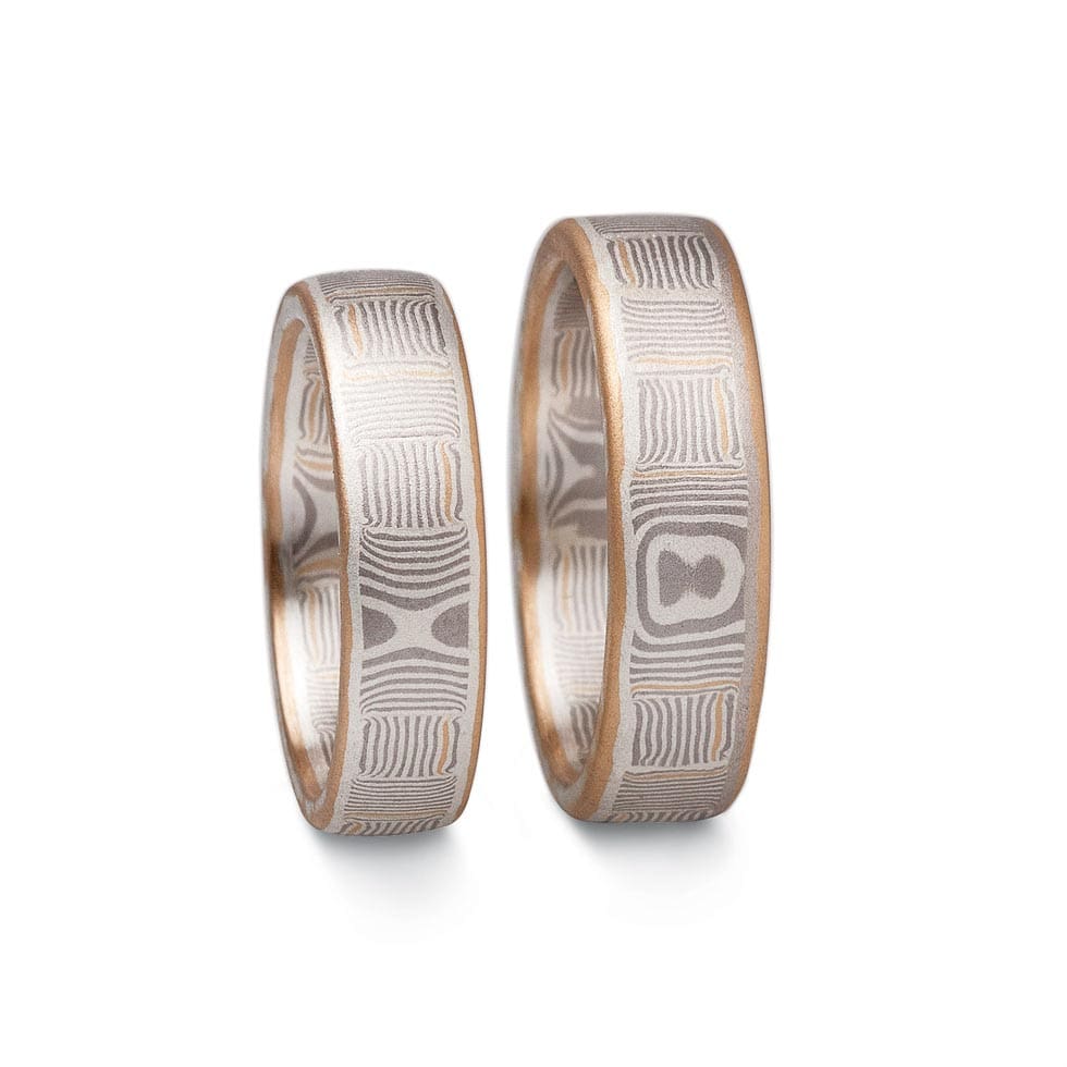 individuelle Eheringe Mokume Gane Trauringe