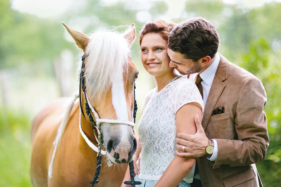 Hochzeit im Vintage-Stil Pferdehochzeit Portraitshooting