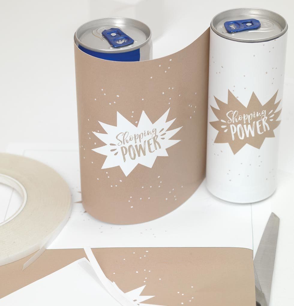 Powerdrink Dose Banderole für Shopping-Queens Powerdrink Dose Banderole