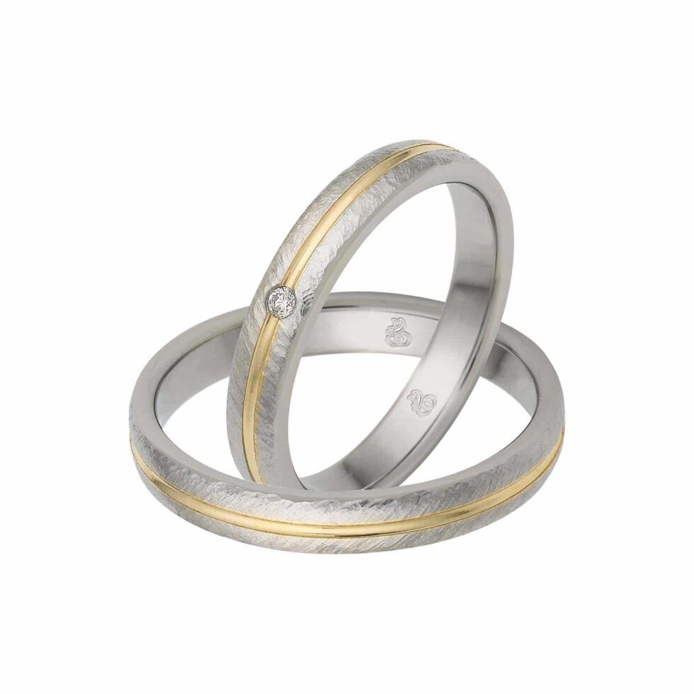 Weißgold Ehering mit Gelbgold