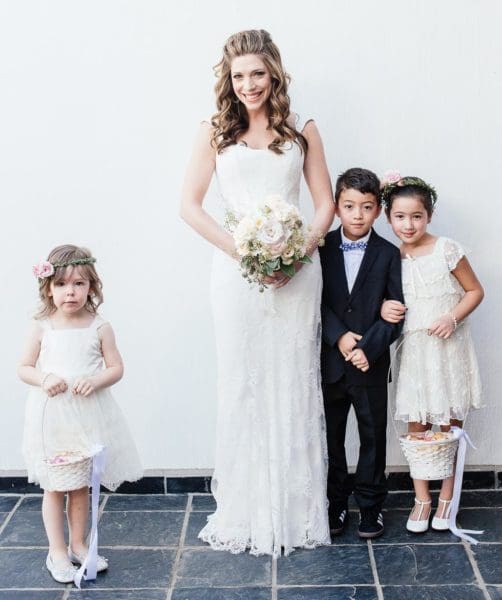 Braut Blumenkinder Hochzeitsfoto Braut