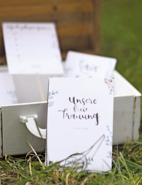 Kirchenheft Hochzeit Brush Schrift Boho Design