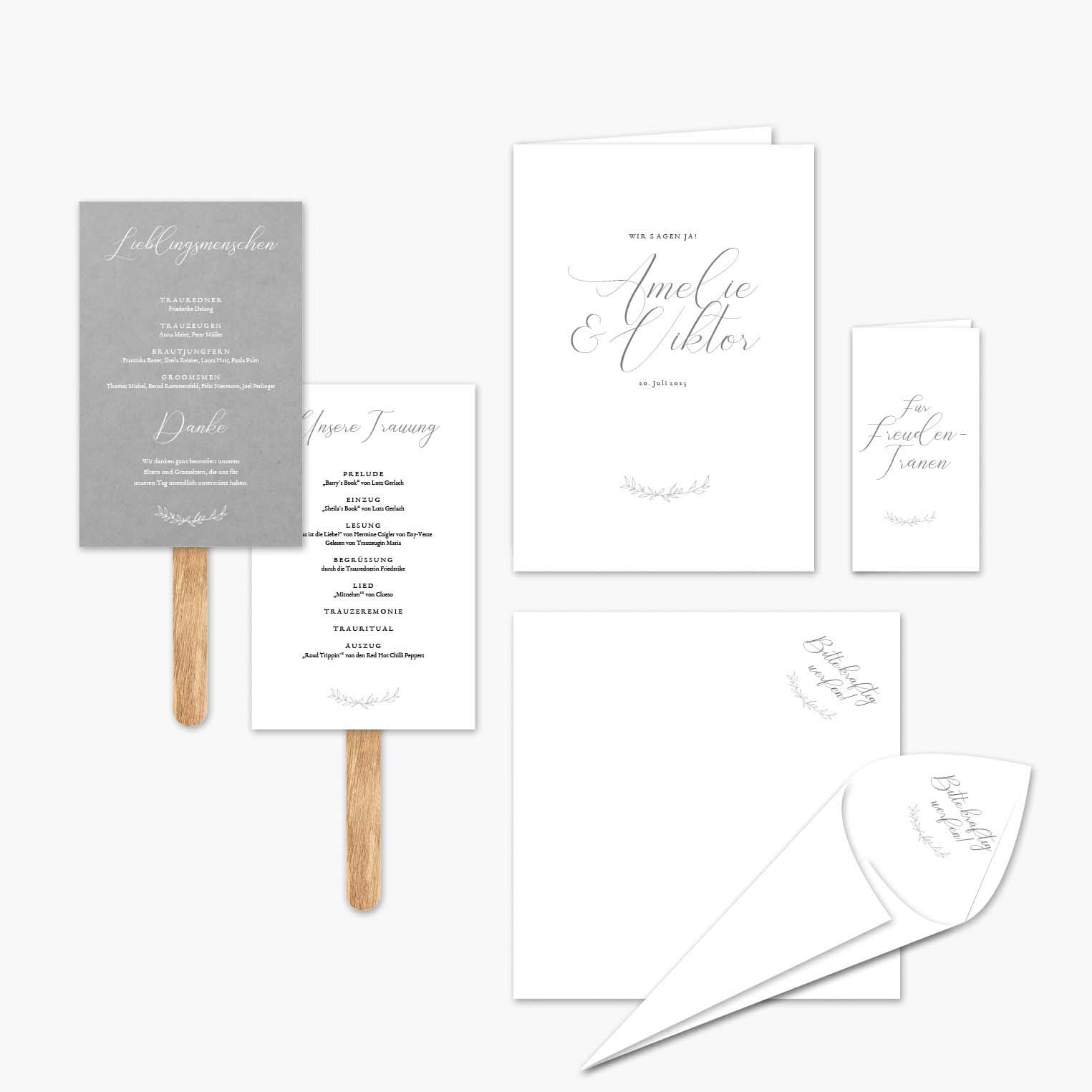5_Hochzeitsfaecher-Kirchenheft-Freudentraenen-Taschentuecher-Elegant-Calligraphie Hochzeitspapeterie Kalligraphie Schrift