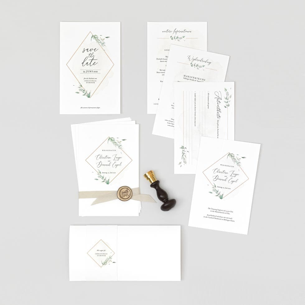 Hochzeitseinladungen Set Hochzeitspapeterie Kalligraphie Schrift