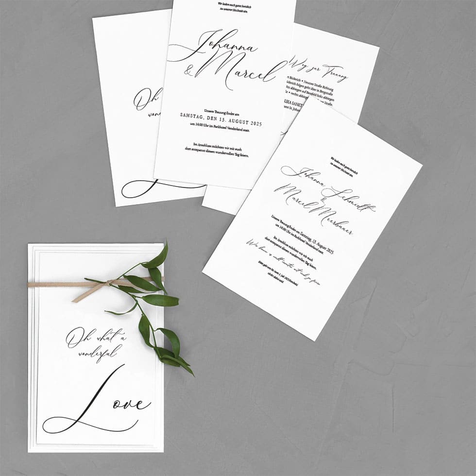 Kirchenheft Calligaphie Kalligraphie Hochzeit: Zauberhafte Karten & Hochzeits-Accessoires