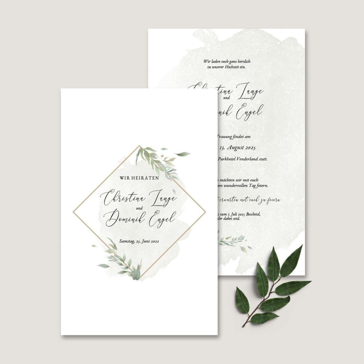 1_Hochzeitseinladung-Greenery Einladung Hochzeit Greenery
