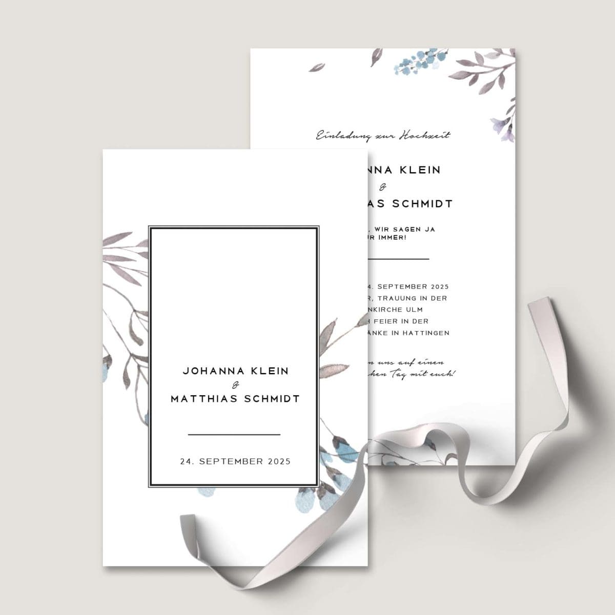 Hochzeitseinladung-Blumen-Tuerkis Einladung Hochzeit modern