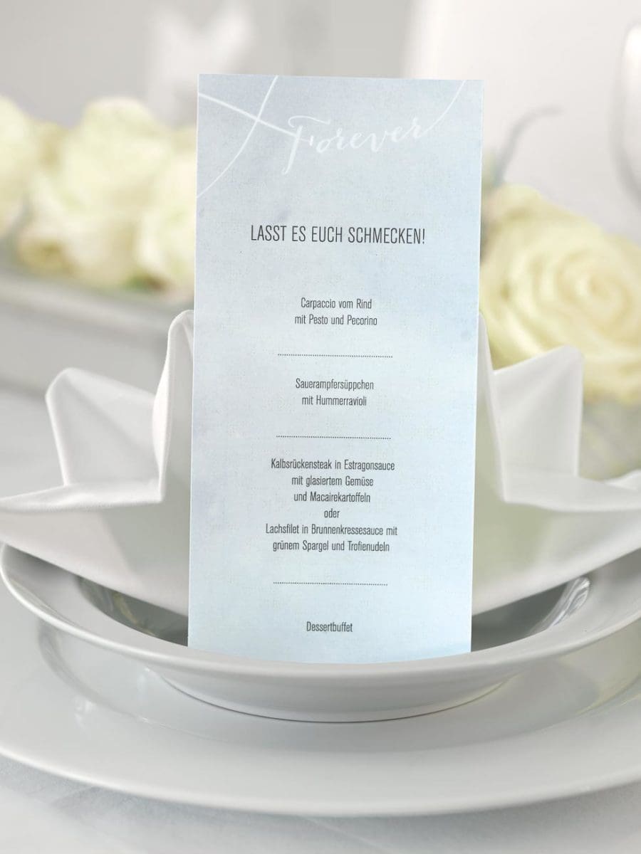 Tischdeko Hochzeit Menükarte