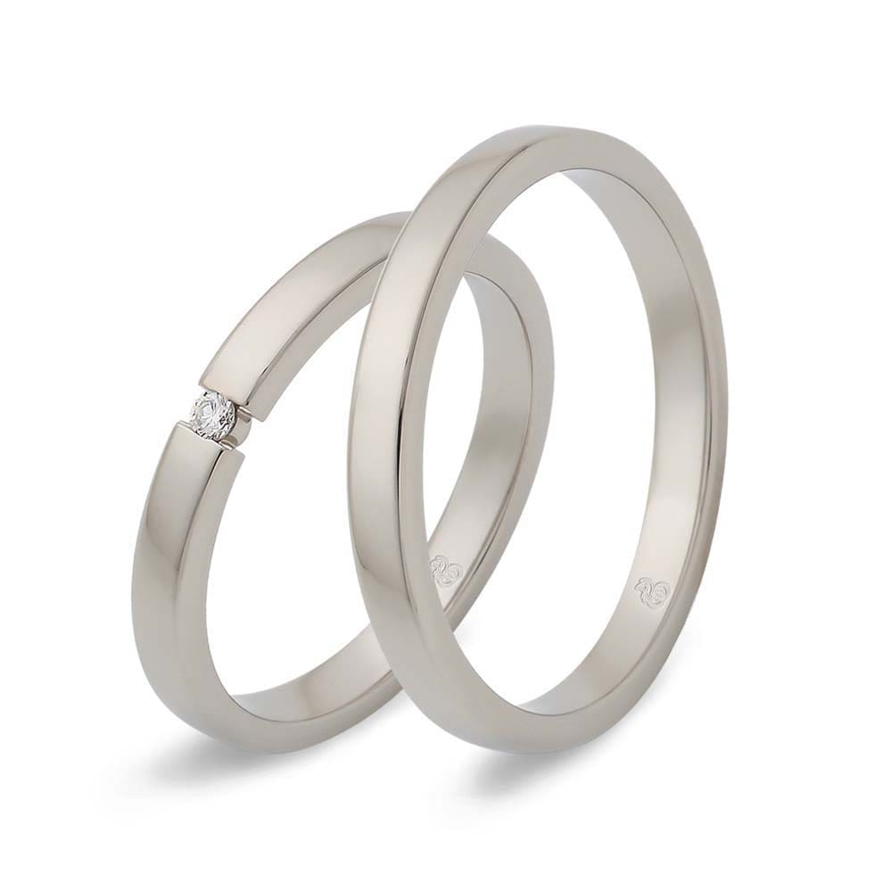 Ehering Platin modern Brillant