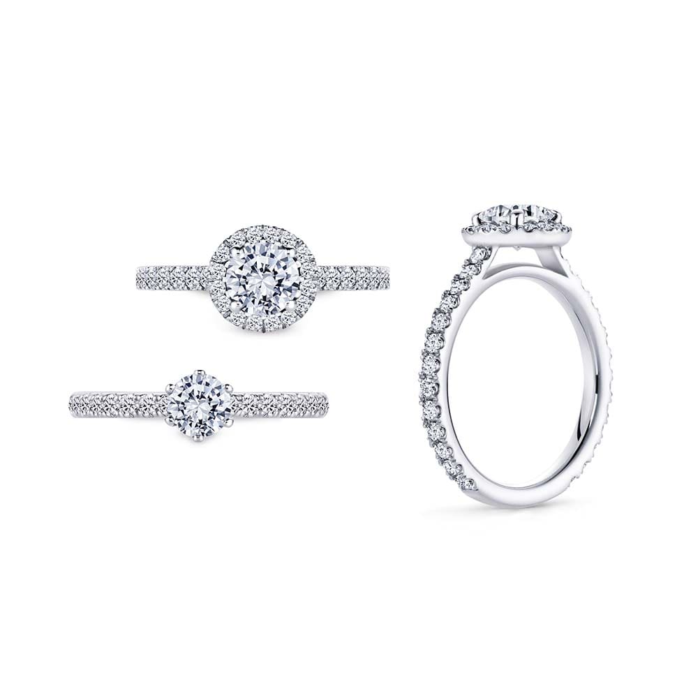 Halo-Ring Pave-Schiene Halo-Ring Pave-Schiene