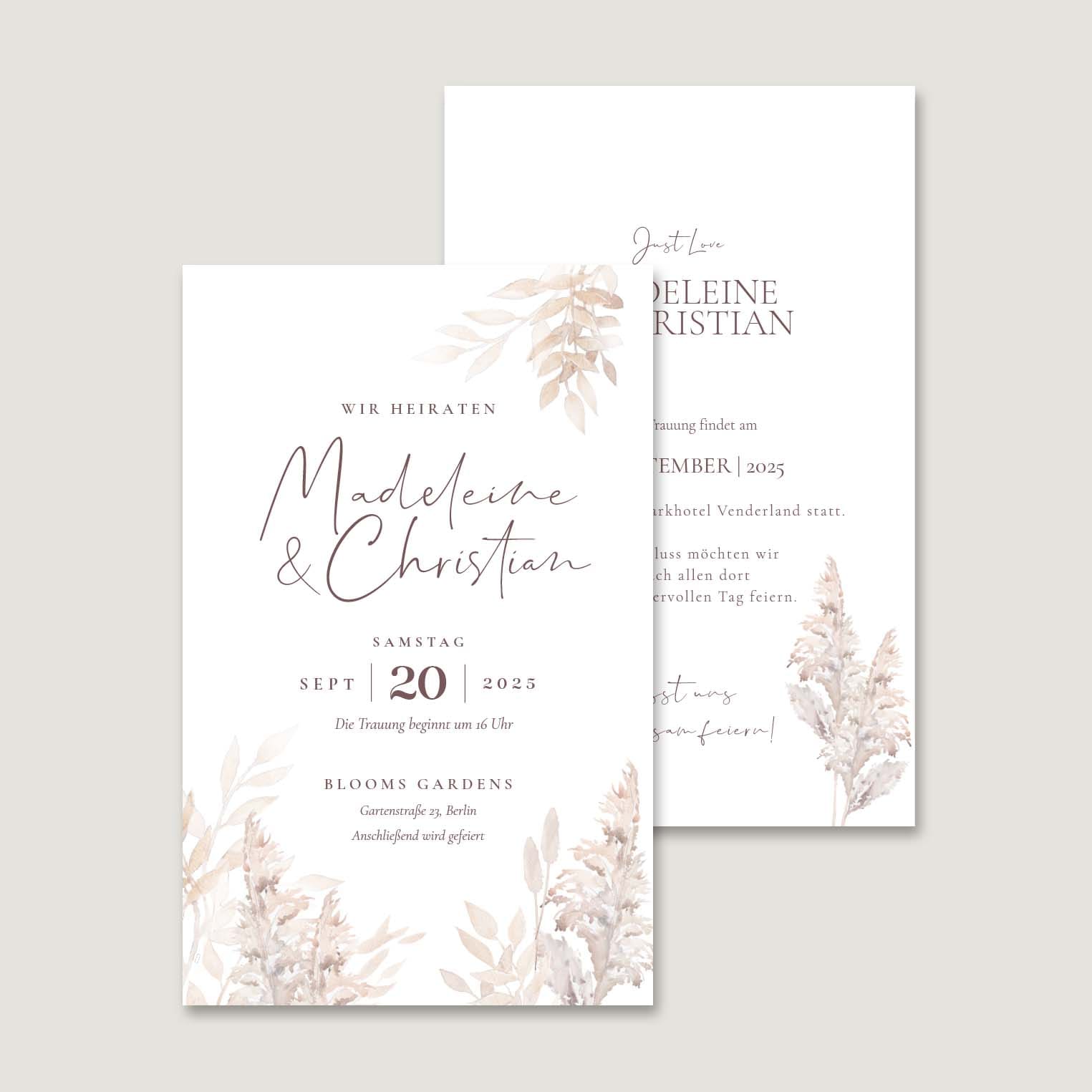 Hochzeitseinladung Pampas Hochzeitseinladung Pampas