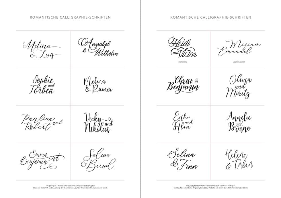 Romantische-Kalligraphie-Hochzeit-Schriften Freefonts Kalligraphie Schriften