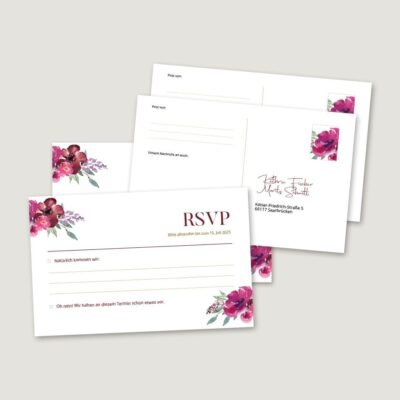 Antwortkarte Hochzeit Vorlage personalisierbar