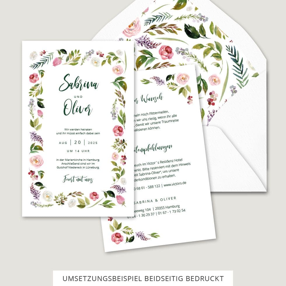 Hochzeitskarten-Blumenkranz11 Hochzeitseinladung Karte Vorlage