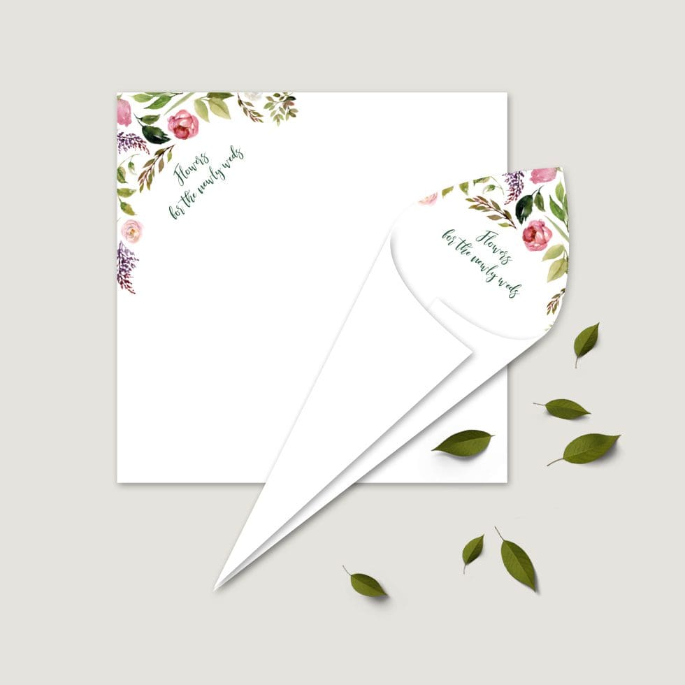 Hochzeitskarten-Blumenkranz25 Spitztüte Vorlage personalisierbar