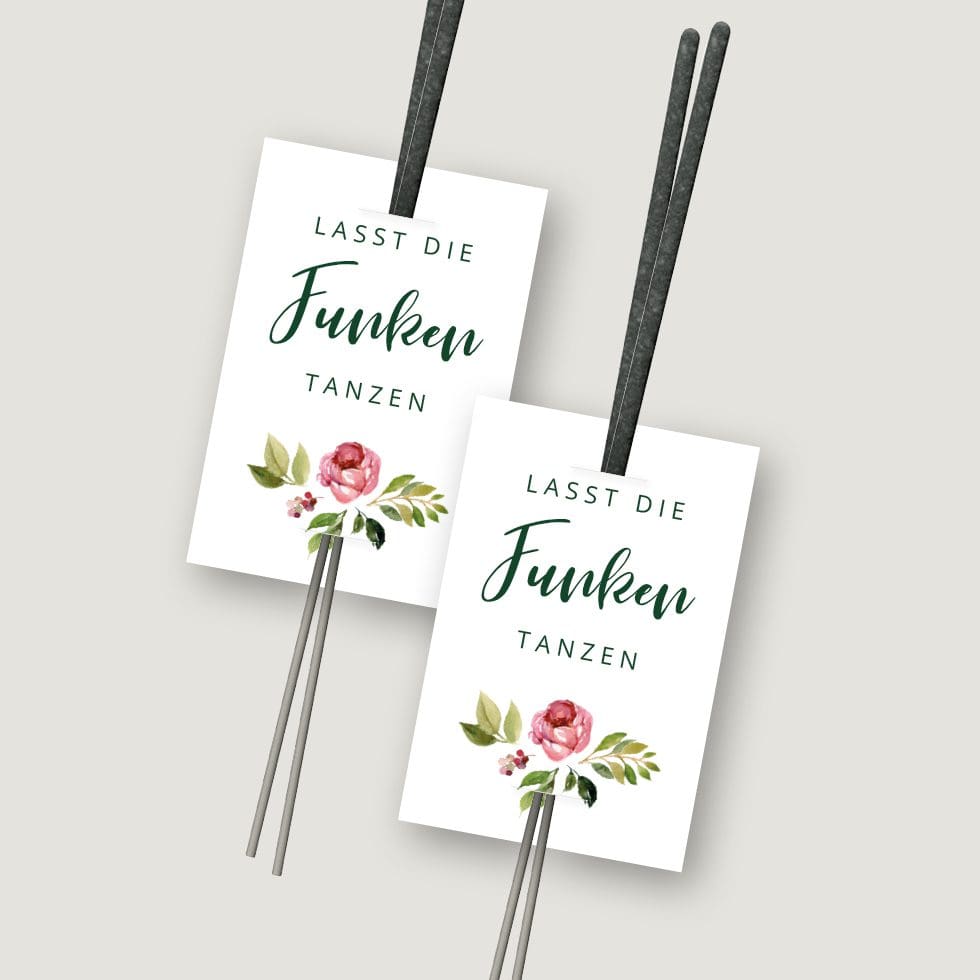 Hochzeitskarten-Blumenkranz29 Wunderkerzen Vorlage Anhänger personalisierbar