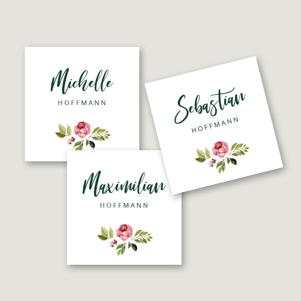 Hochzeitskarten-Blumenkranz32 Personalisierbare Namenskarte Vorlage