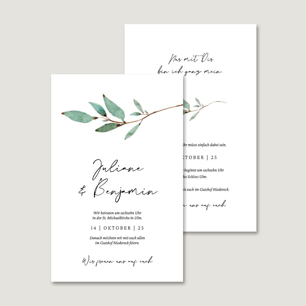 Hochzeitskarten-Branch Hochzeitskarten Vorlage personalisierbar