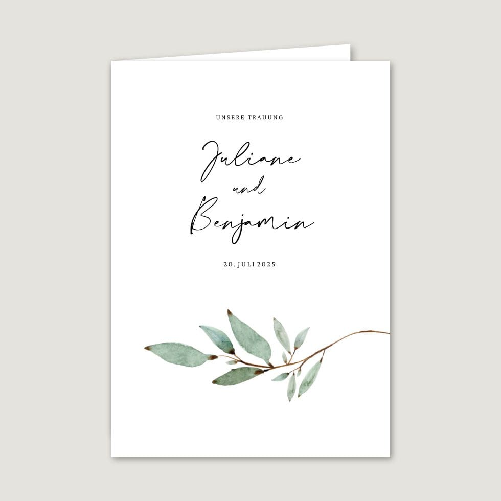 Hochzeitskarten-Branch19 Kirchenheft Umschlag Vorlage personalisierbar