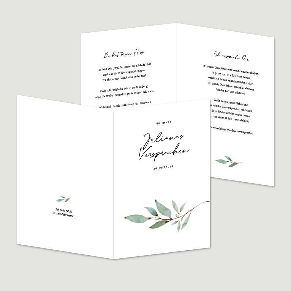 Hochzeitskarten-Branch22 Eheversprechen Heft Vorlage personalisierbar