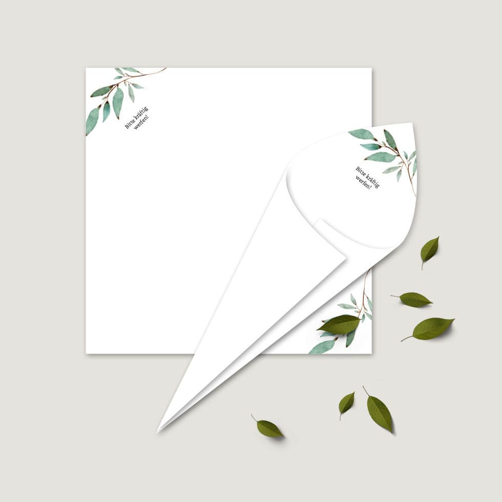 Hochzeitskarten-Branch25 Spitztüte Vorlage personalisierbar