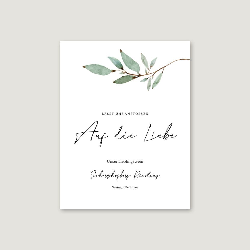 Hochzeitskarten-Branch28 Flaschenetiketten Hochzeit Vorlage personalisierbar