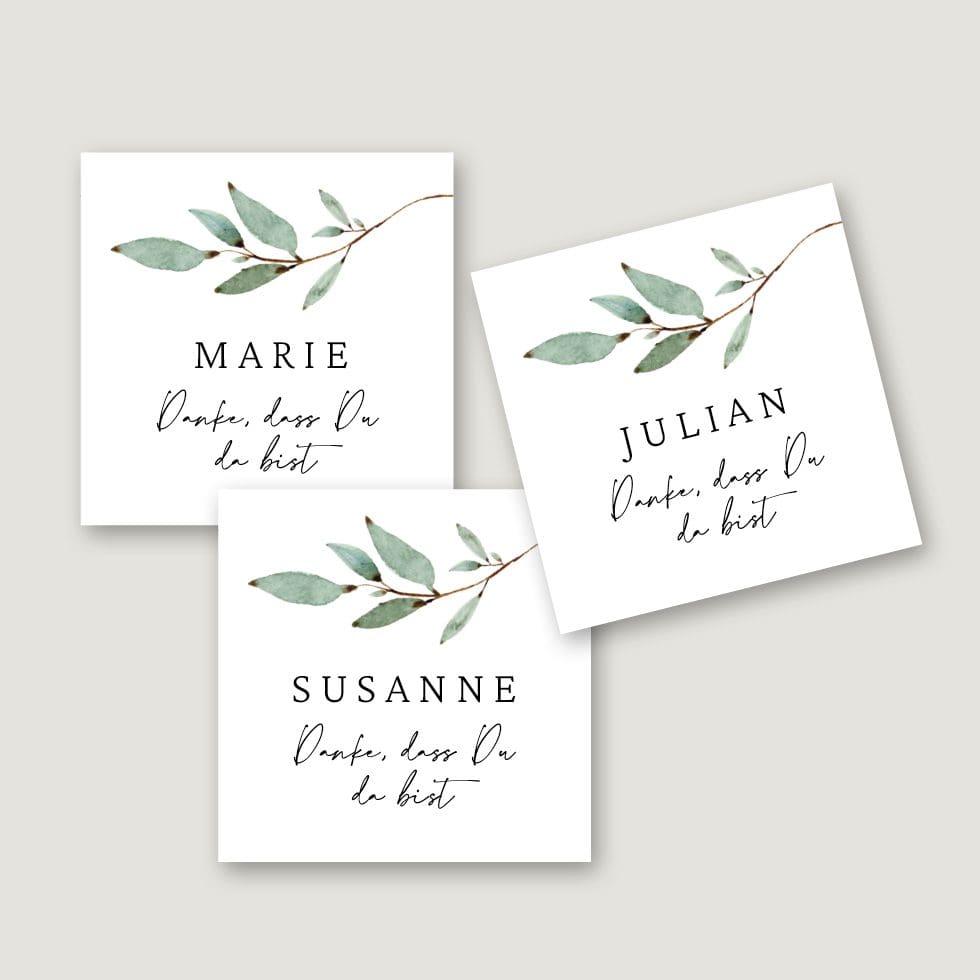 Hochzeitskarten-Branch32 Personalisierbare Namenskarte Vorlage
