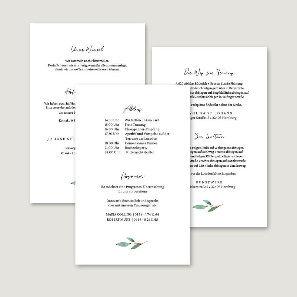 Hochzeitskarten-Branch5 Infokarten Hochzeitseinladung personalisierbar