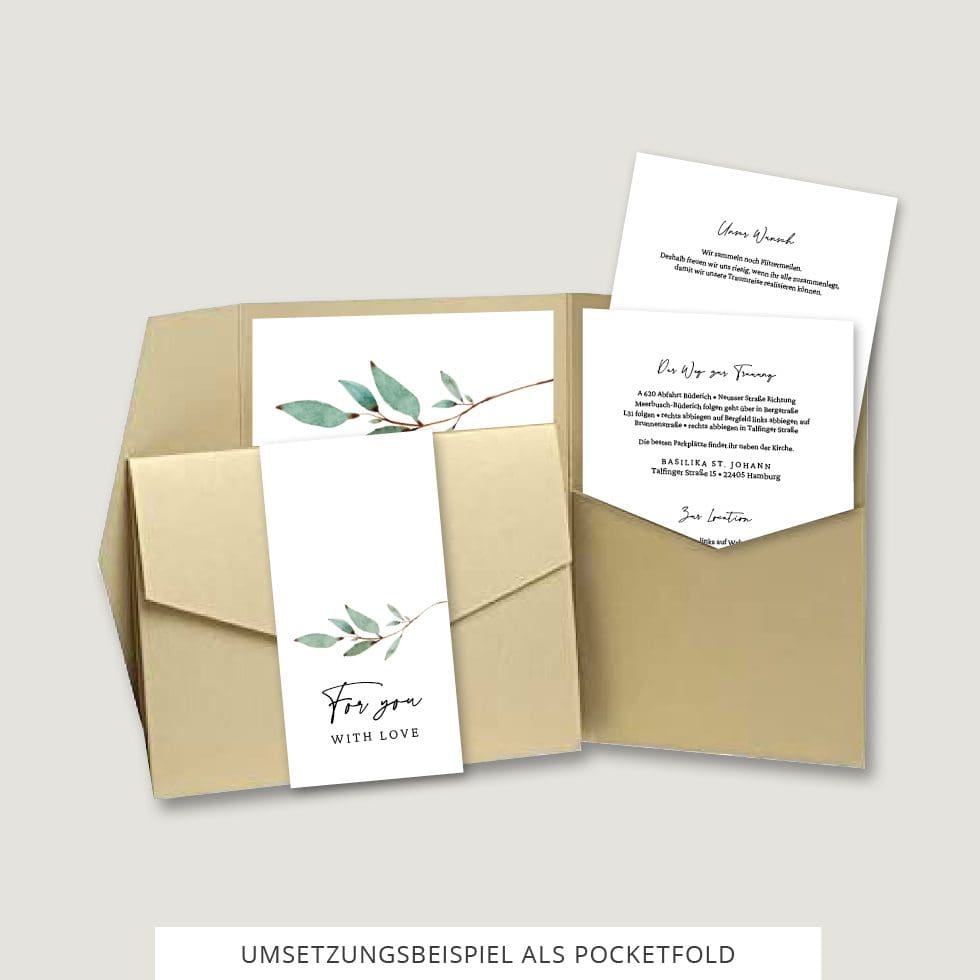 Hochzeitskarten-Branch8 Hochzeitseinladung Pocketfold Vorlage