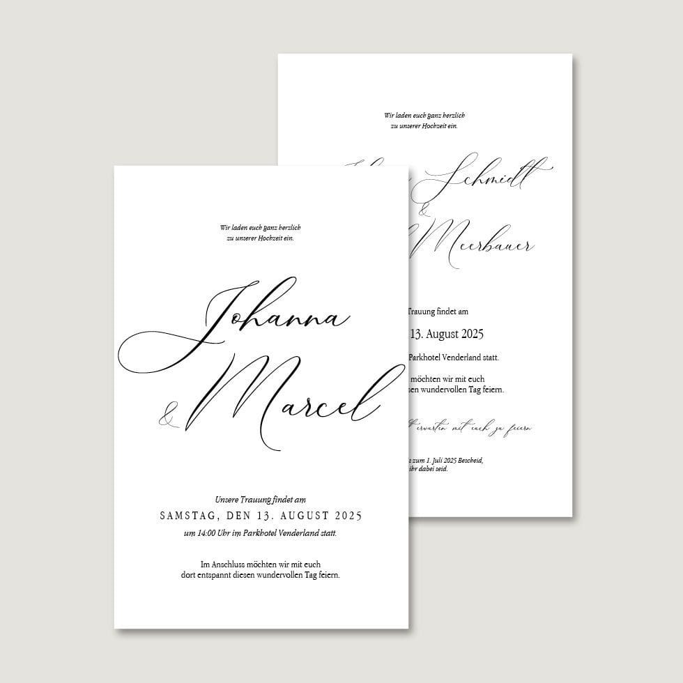 Hochzeitskarten-Calligraphie Hochzeitskarten Vorlage personalisierbar