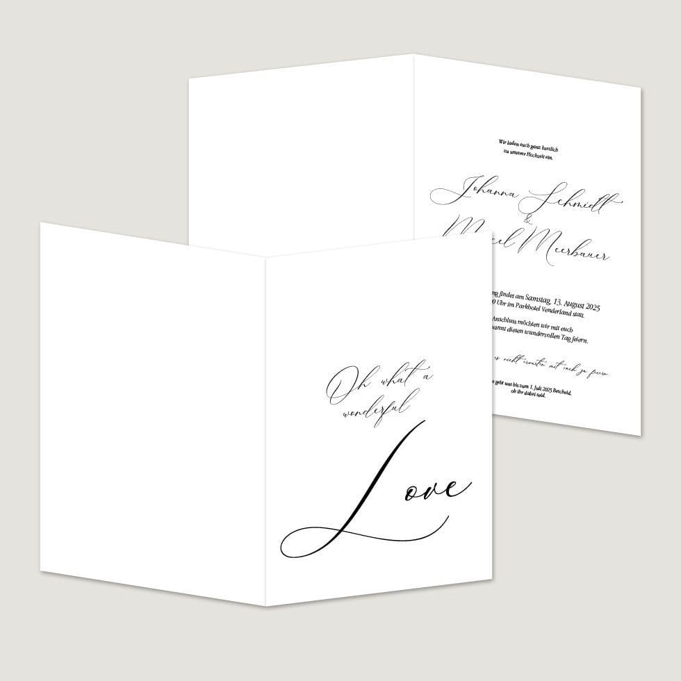 Hochzeitskarten-Calligraphie12 Klappkarte Hochzeitseinladung Vorlage