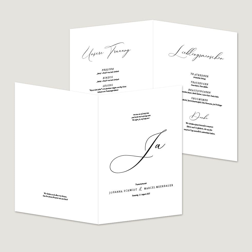 Hochzeitskarten-Calligraphie20 Kirchenheft & Inhalt Vorlage personalisierbar