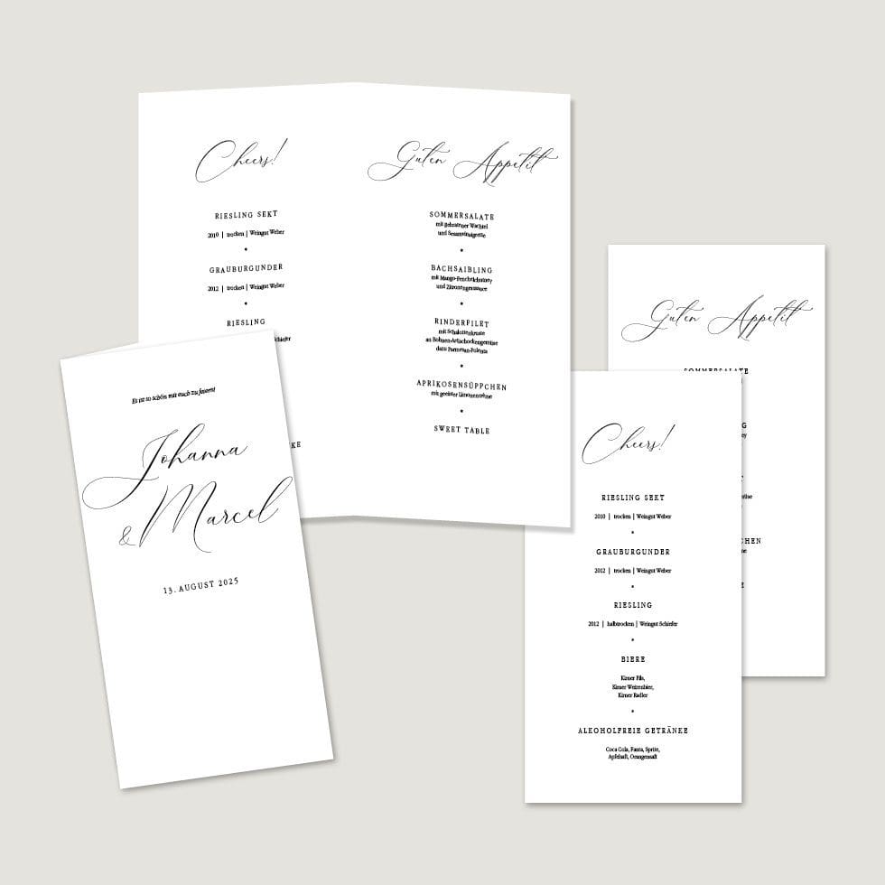 Hochzeitskarten-Calligraphie27 Menükarten Vorlage personalisierbar