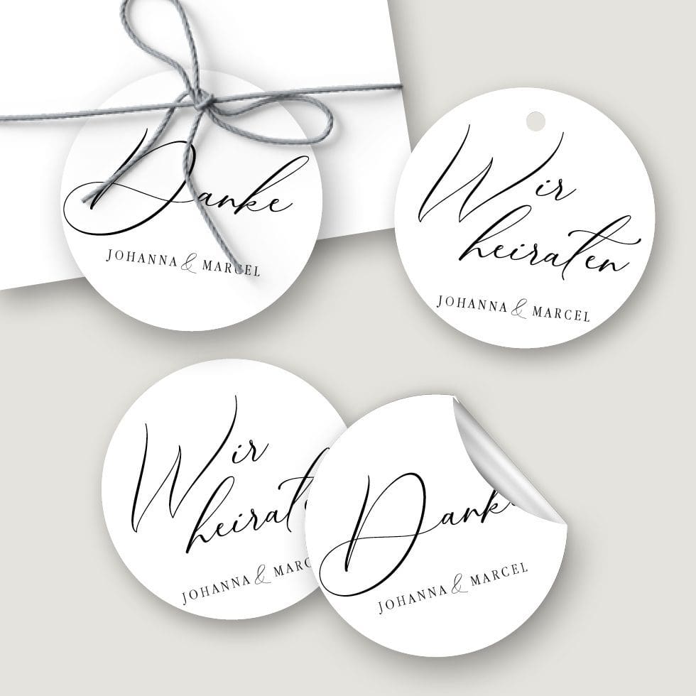 Hochzeitskarten-Calligraphie31 Geschenkanhänger & Aufkleber personalisierbar