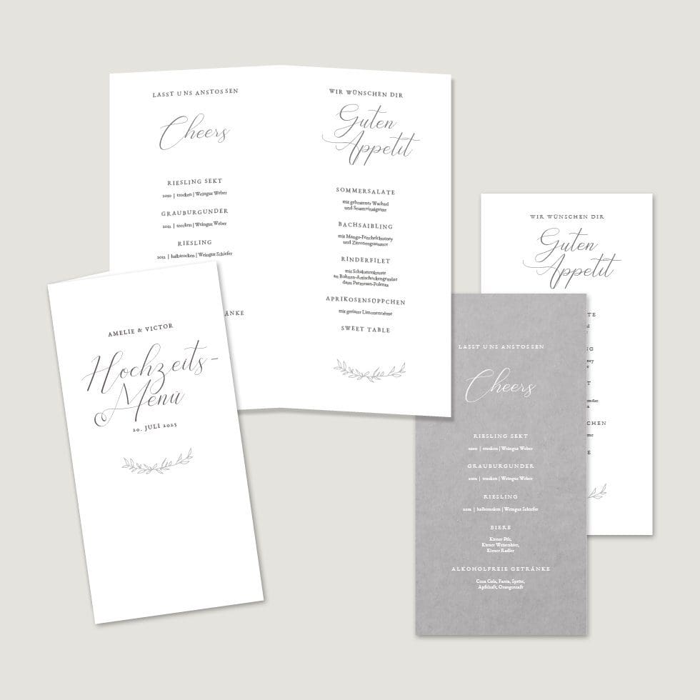 Hochzeitskarten-Elegant-Branch27 Menükarten Vorlage personalisierbar