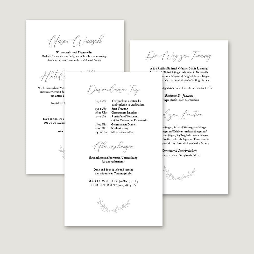Hochzeitskarten-Elegant-Branch5 Infokarten Hochzeitseinladung personalisierbar