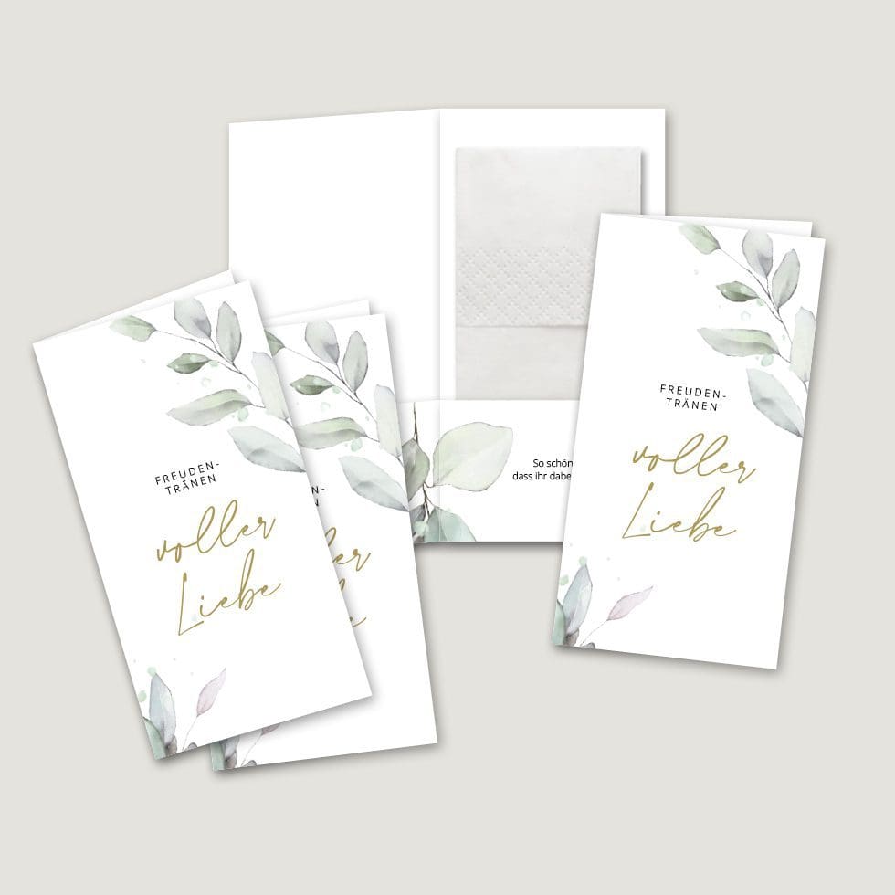 Hochzeitskarten-Eukalyptus24 Freudentränen Taschentücher Hüllen