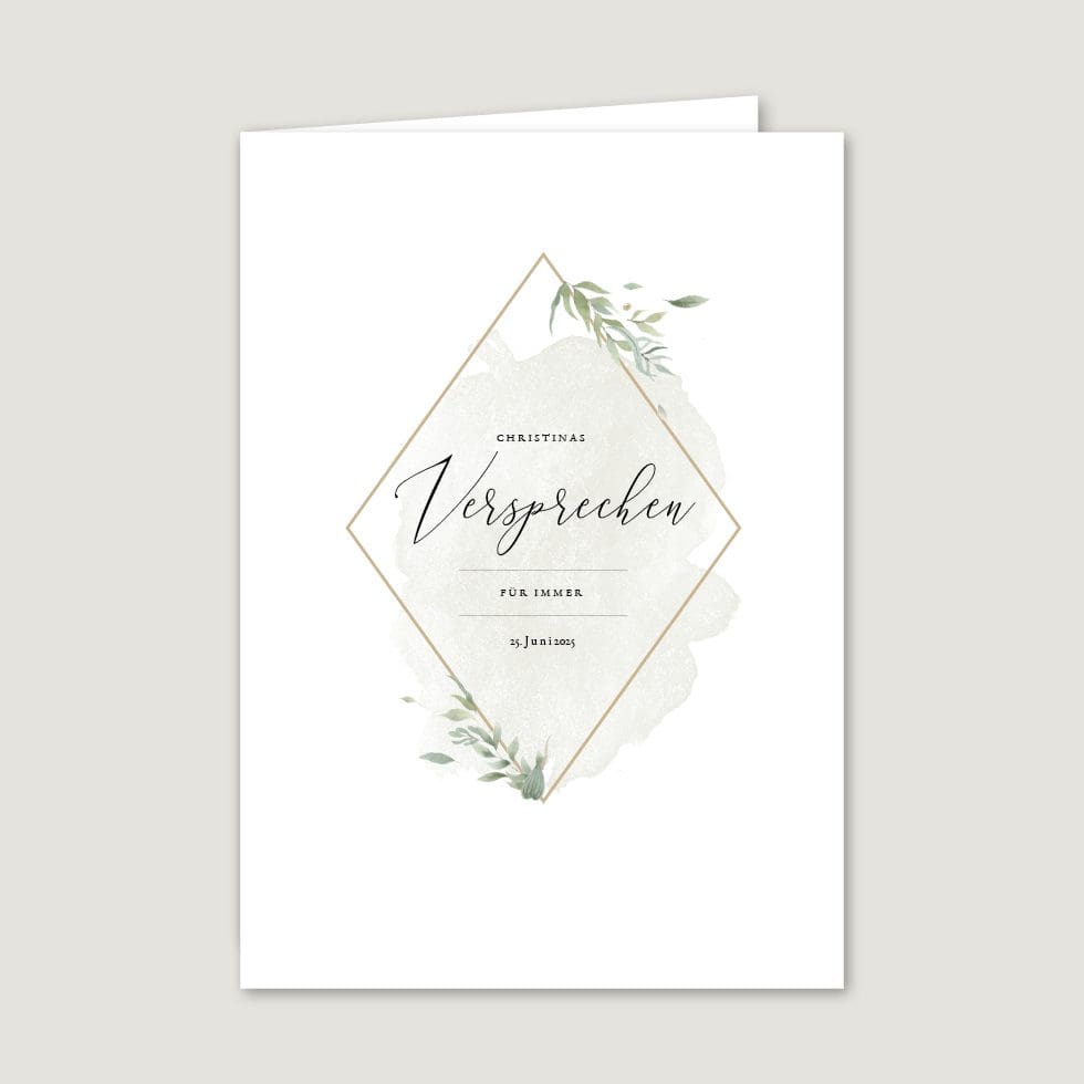 Hochzeitskarten-Greenery21 Eheversprechen Heft Vorlage personalisierbar