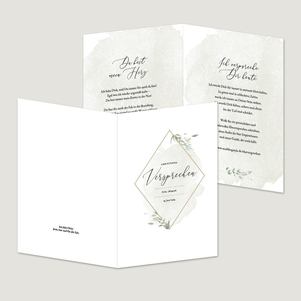 Hochzeitskarten-Greenery22 Eheversprechen Heft Vorlage personalisierbar