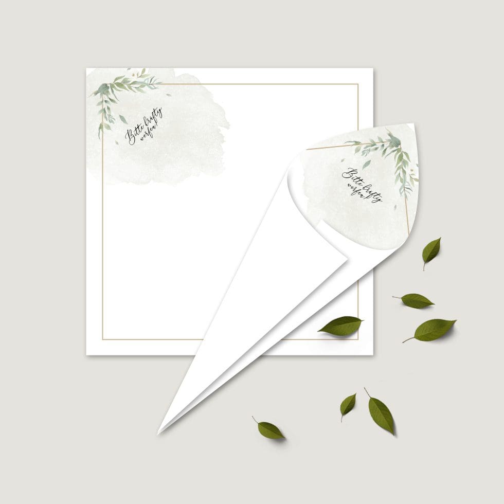 Hochzeitskarten-Greenery25 Spitztüte Vorlage personalisierbar