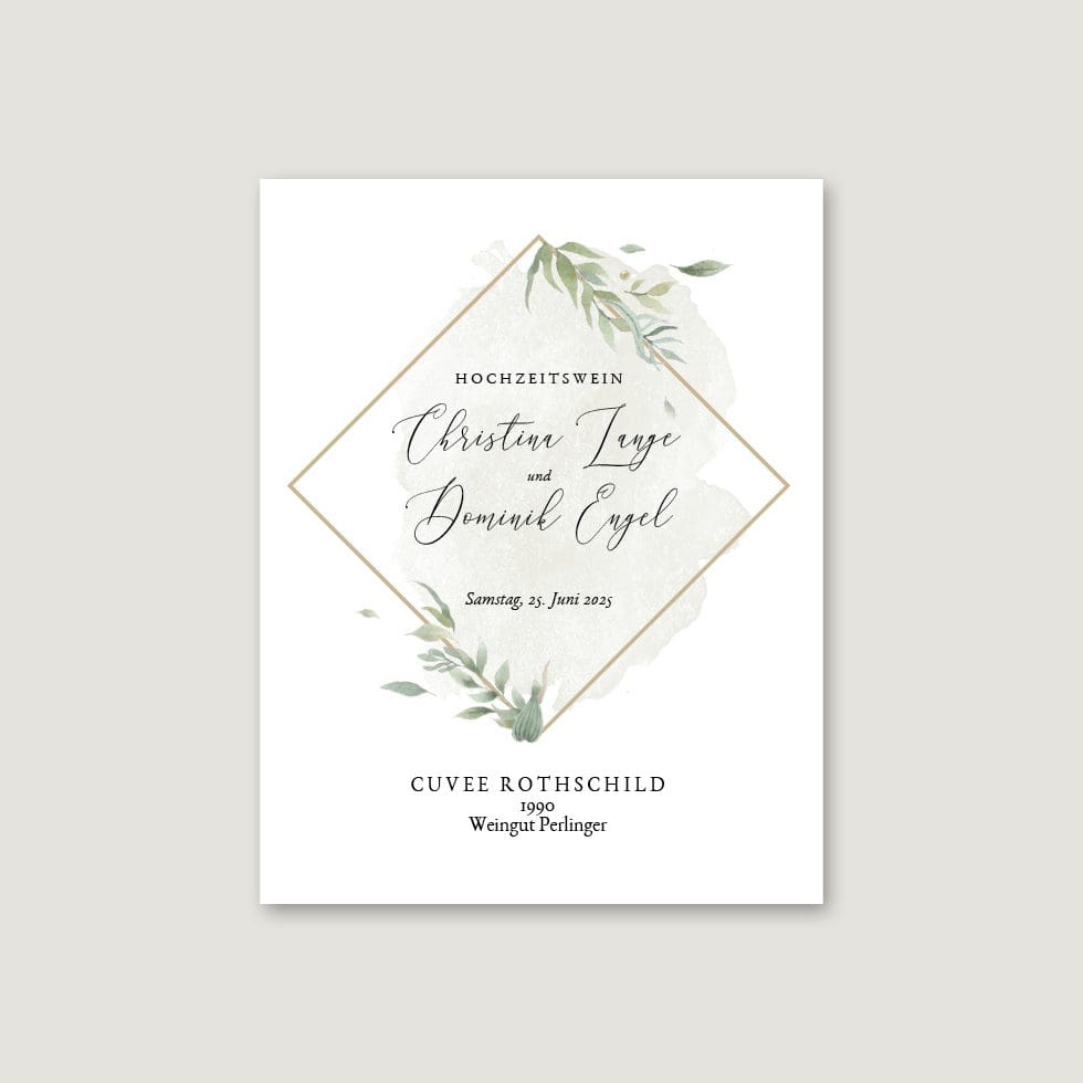 Hochzeitskarten-Greenery28 Flaschenetiketten Hochzeit Vorlage personalisierbar