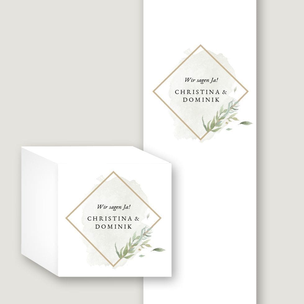 Hochzeitskarten-Greenery30 Personalisierbare Banderole Vorlage Hochformat