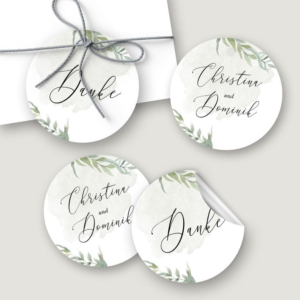 Hochzeitskarten-Greenery31 Geschenkanhänger & Aufkleber personalisierbar