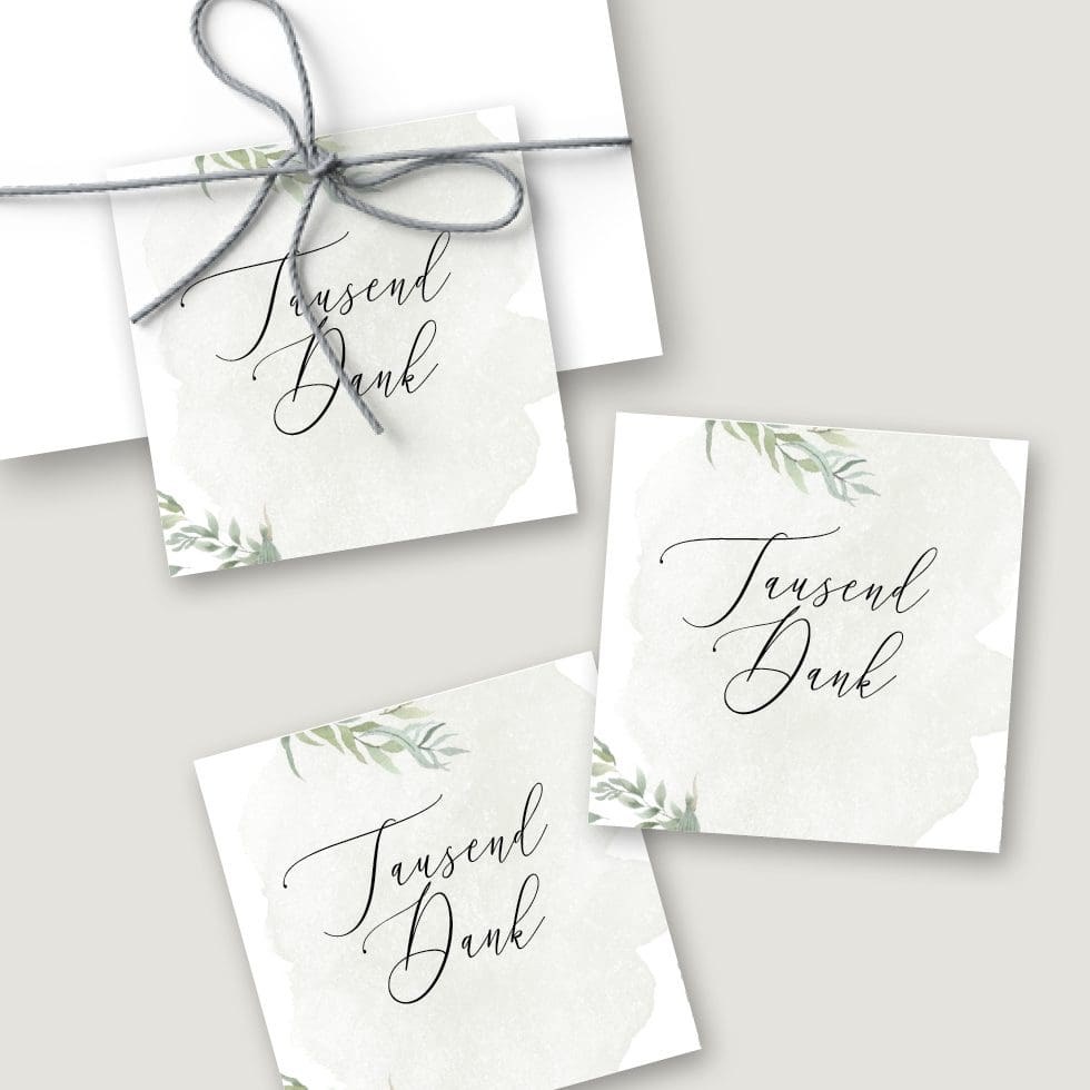 Hochzeitskarten-Greenery33 Personalisierbare Anhänger Vorlage quadratisch